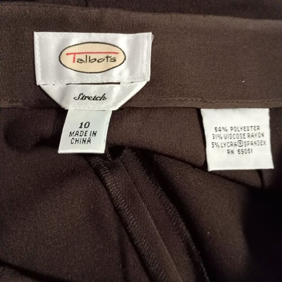 Talbots Brown Dress Pants Women’s Size 10 Side Zip Stretch Relaxed Fit Excellent - Picture 3 of 5